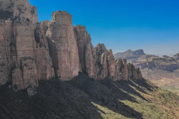 Red sandstone cliffs of the Gheralta range in Tigray