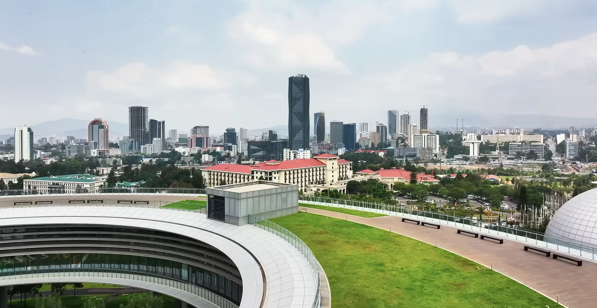 Aerial view of the Addis Ababa skyline, home of Drive Ethiopia