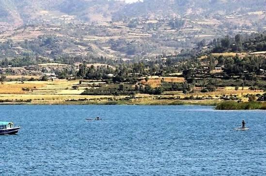 Fishing boats on Lake Hayk in northern Ethiopia